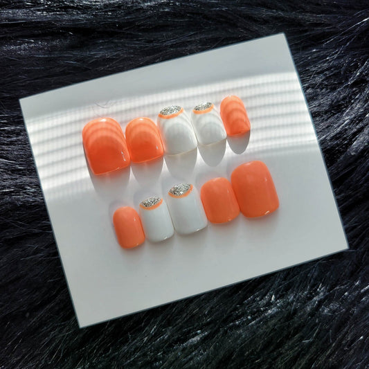 Bright Orange and White w/Silver Accents